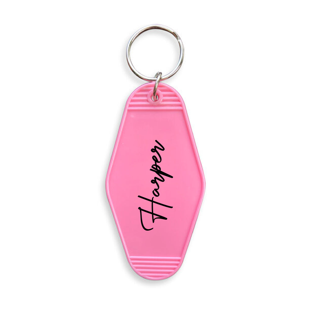
            
                Load image into Gallery viewer, Personalised Script Motel Keyring
            
        