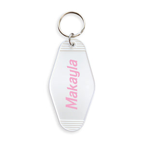 Personalised Light Pink Name Motel Keyring