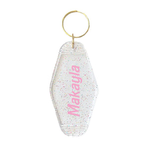 Personalised Light Pink Name Motel Keyring