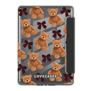 Burgundy Bows & Teddy Bears Foldable Kindle Cover