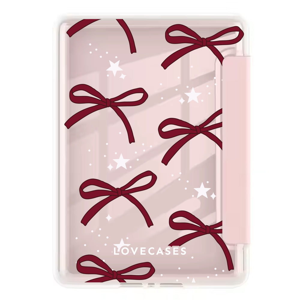 Burgundy Bows Foldable Kindle Cover