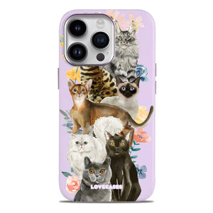 Floral Cats Soft-Touch Leather Phone Case