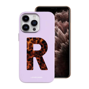 Personalised Tortoise Shell Letter Soft-Touch Leather Phone Case