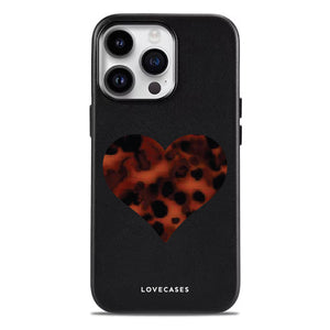 Tortoise Shell Heart Soft-Touch Leather Phone Case