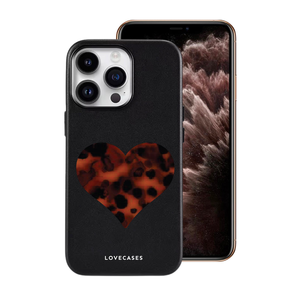 Tortoise Shell Heart Soft-Touch Leather Phone Case