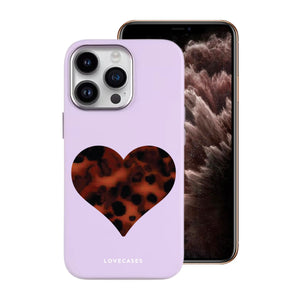 Tortoise Shell Heart Soft-Touch Leather Phone Case