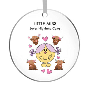 Little Miss Loves Highland Cows Hanging Car Accessory