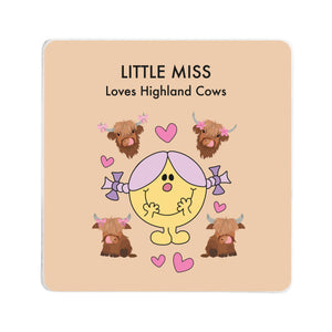 Little Miss Loves Highland Cows Square Coaster