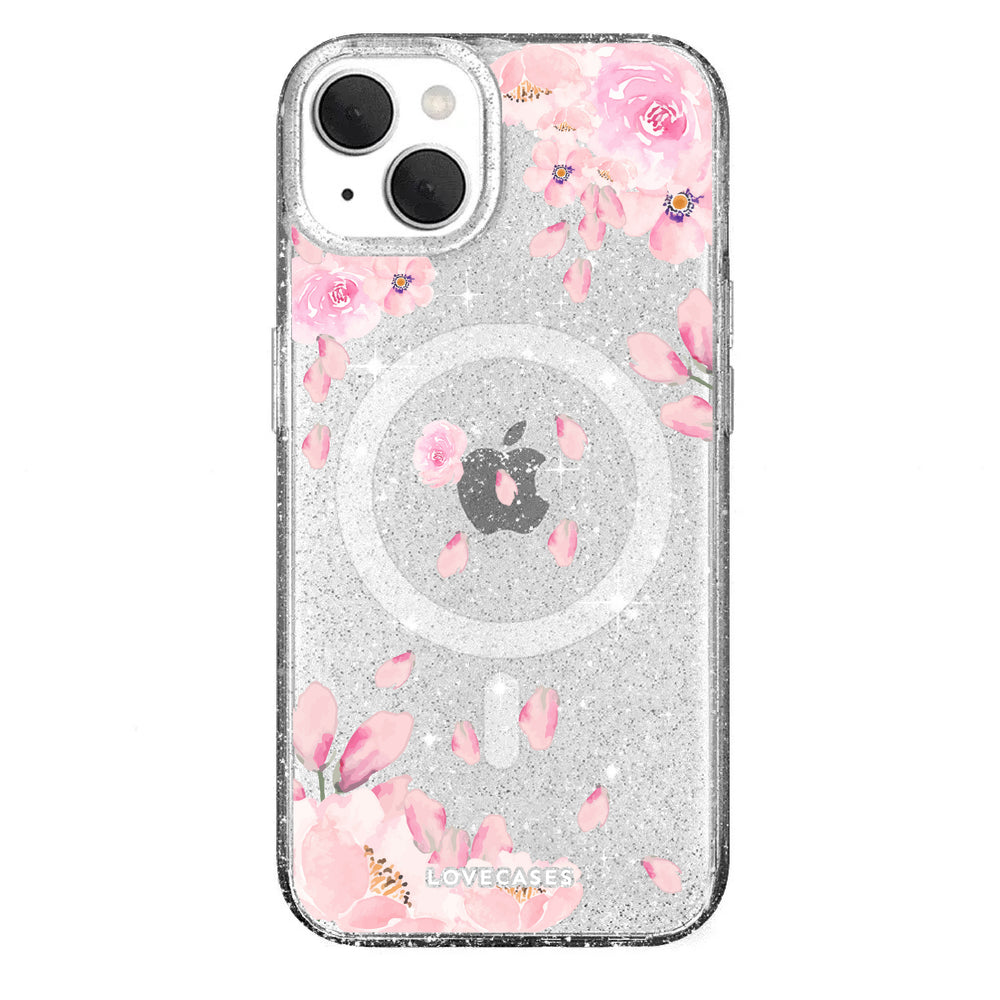 Magsafe Pink Floral Glitter Tough Case