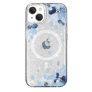 Magsafe Blue Floral Glitter Tough Case