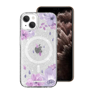 
            
                Load image into Gallery viewer, Magsafe Purple Floral Glitter Tough Case
            
        
