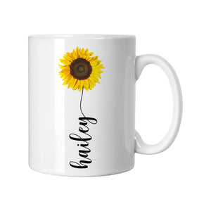 Personalised Sunflower Name Mug