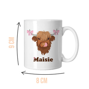 Personalised Coquette Highland Cow Mug