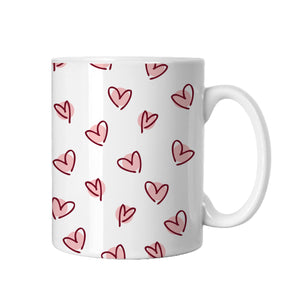 Burgundy Scattered Hearts Mug