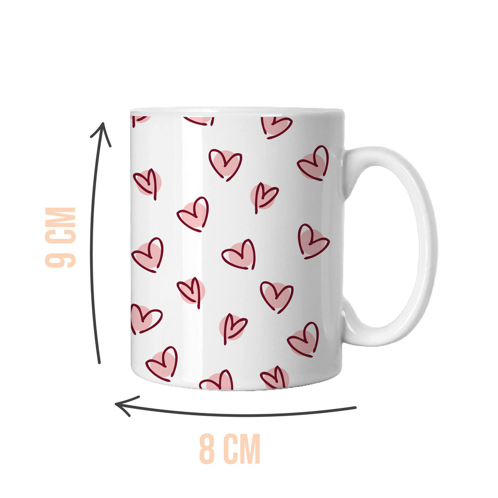 Burgundy Scattered Hearts Mug