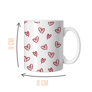 Burgundy Scattered Hearts Mug