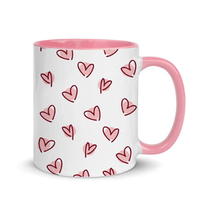 Burgundy Scattered Hearts Mug