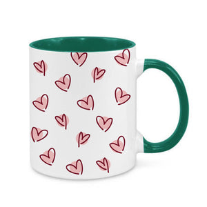 Burgundy Scattered Hearts Mug
