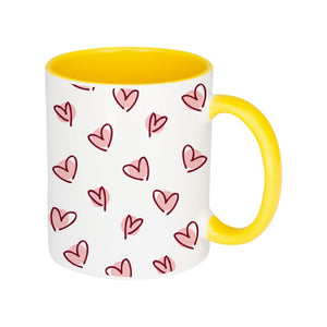 Burgundy Scattered Hearts Mug