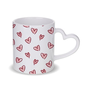 Burgundy Scattered Hearts Mug