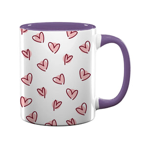 Burgundy Scattered Hearts Mug