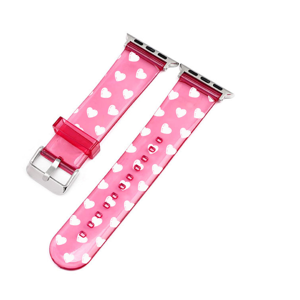 White Hearts Pink Smartwatch Strap