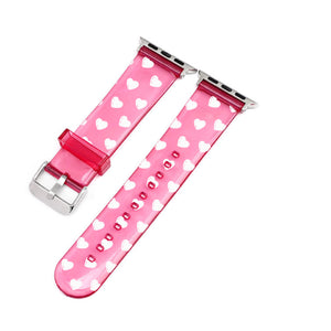 White Hearts Pink Smartwatch Strap