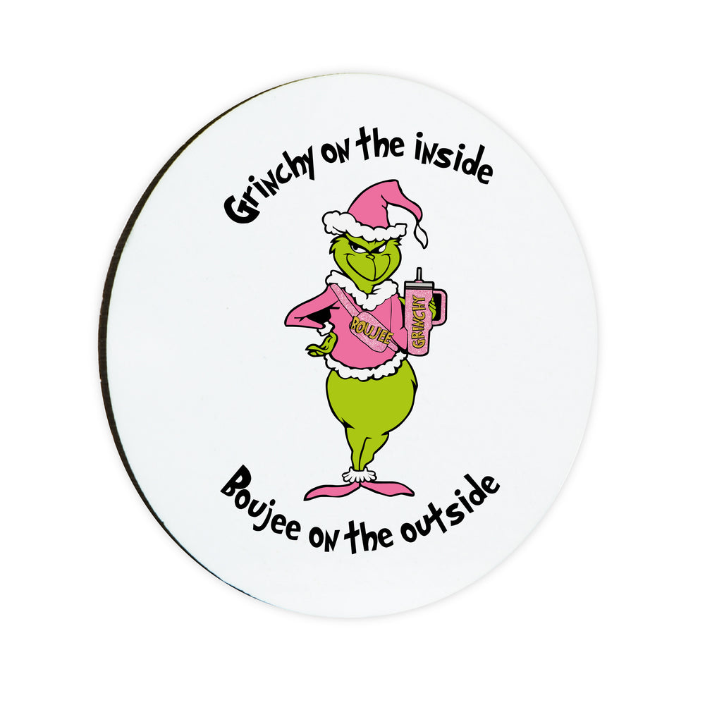 
            
                Load image into Gallery viewer, Boujee Grinch Circle Coaster
            
        