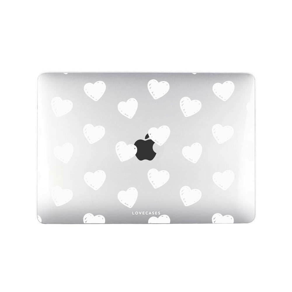 White Hearts MacBook Case