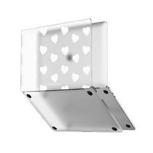 White Hearts MacBook Case