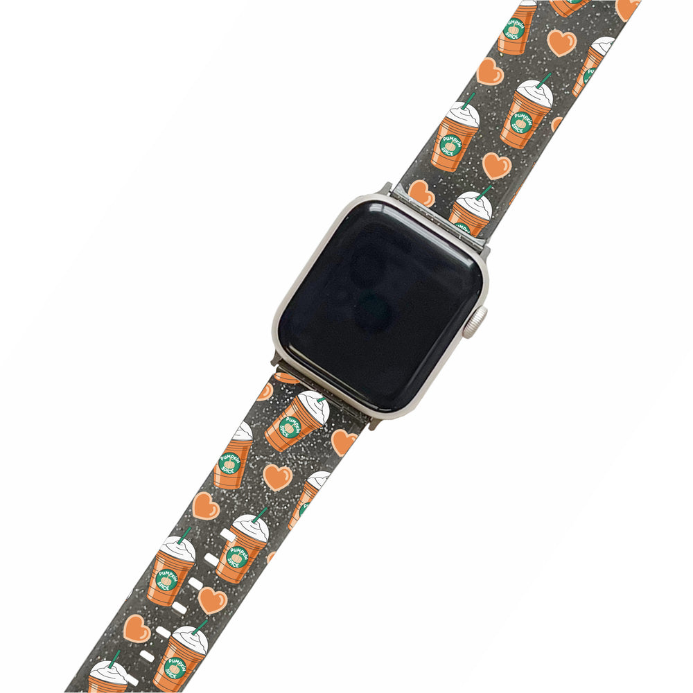 Pumpkin Spice Frappe Black Glitter Smartwatch Strap