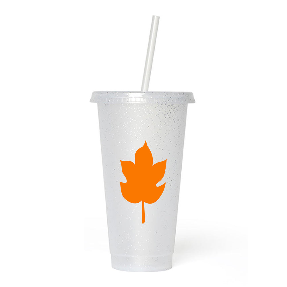 Autumn Leaf Frosted Glitter Tumbler Cup