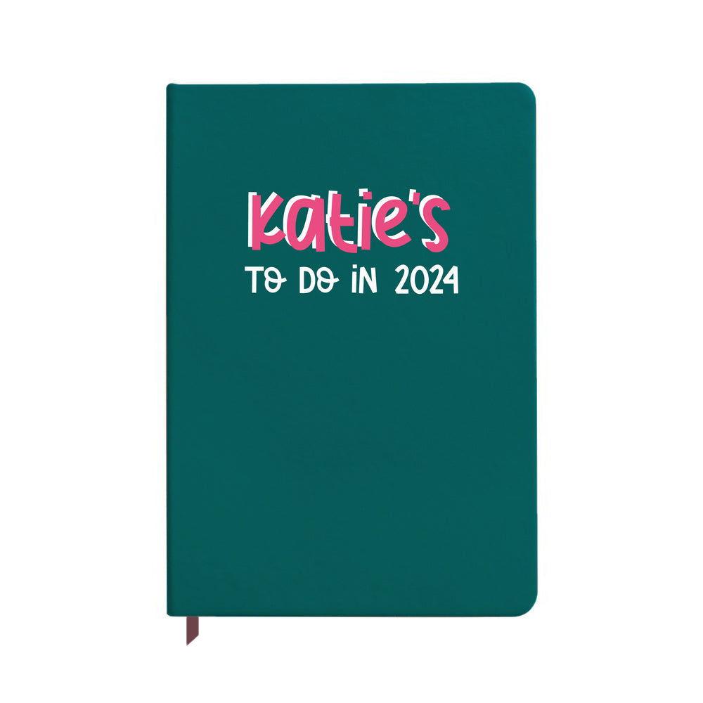 Personalised To-Do 2024 Teal Notebook