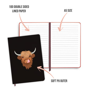 Henry the Highland Cow Black Notebook