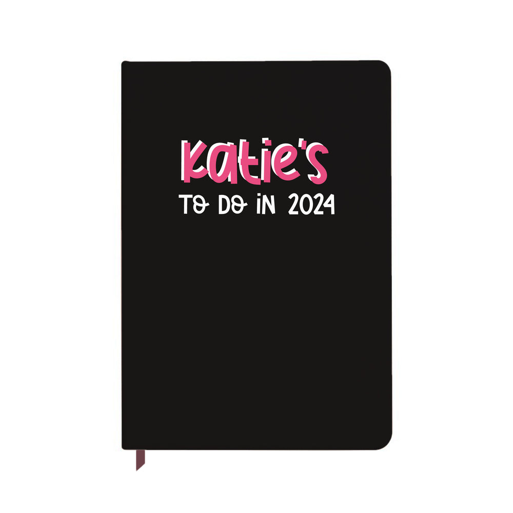 Personalised To-Do 2024 Black Notebook