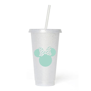 Pastel Mickey & Minnie Frosted Glitter Tumbler Cup