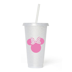 Pastel Mickey & Minnie Frosted Glitter Tumbler Cup