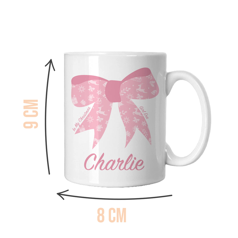 Personalised Pink Christmas Bow Mug