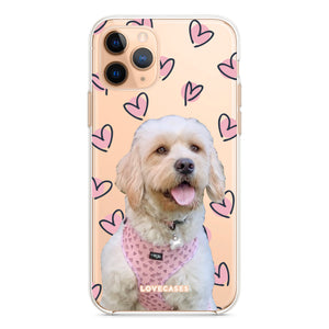 Personalised Scattered Hearts Pet Portrait Phone Case