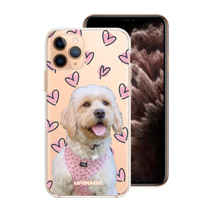 Personalised Scattered Hearts Pet Portrait Phone Case