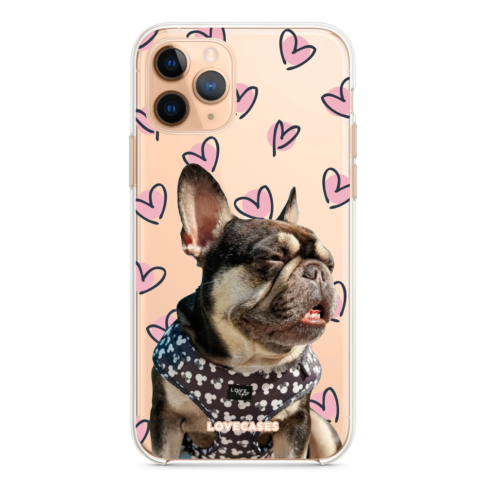 Personalised Scattered Hearts Pet Portrait Phone Case
