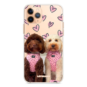 Personalised Scattered Hearts Pet Portrait Phone Case