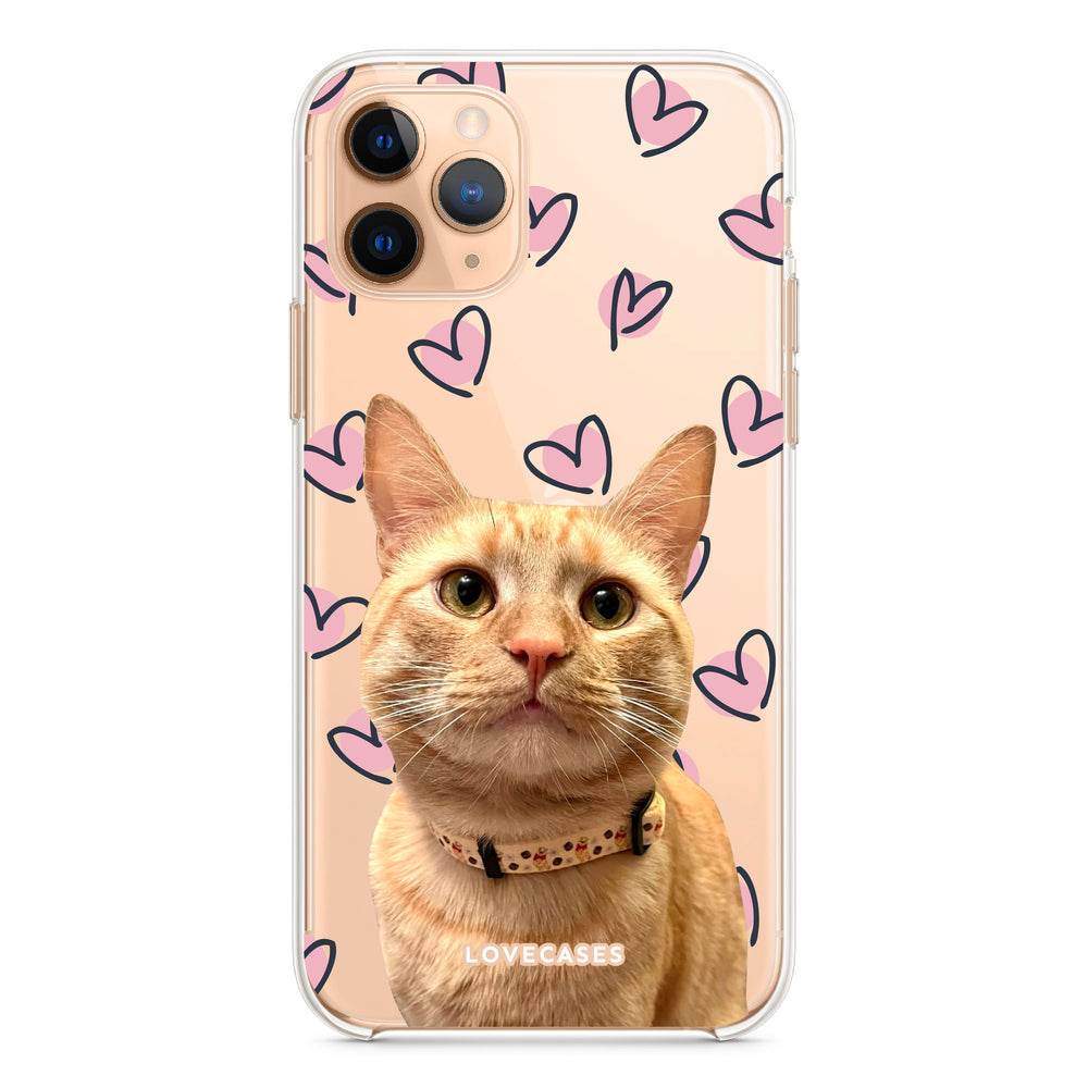 Personalised Scattered Hearts Pet Portrait Phone Case