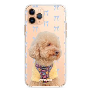 Personalised Blue Bows Pet Portrait Phone Case