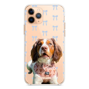 Personalised Blue Bows Pet Portrait Phone Case