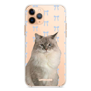 Personalised Blue Bows Pet Portrait Phone Case