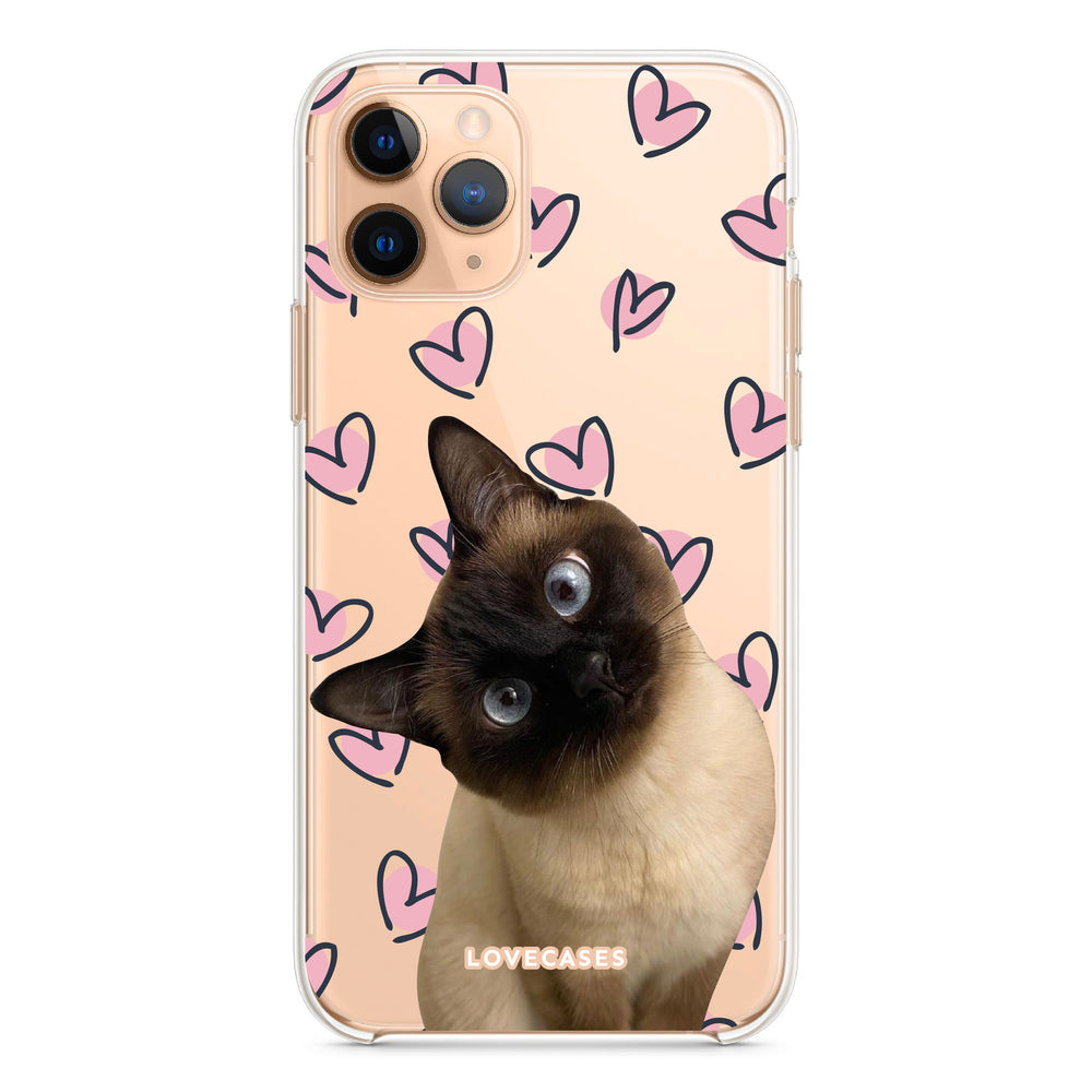 Personalised Scattered Hearts Pet Portrait Phone Case