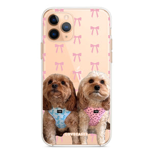 Personalised Pink Bows Pet Portrait Phone Case