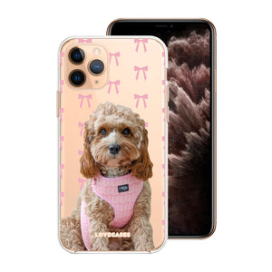 Personalised Pink Bows Pet Portrait Phone Case