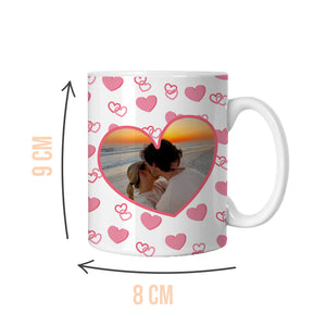 Personalised Valentine Photo Heart Handle Mug